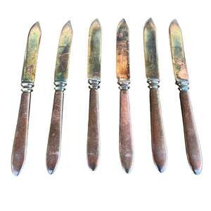 Set of 6 Antique 1847 Rogers Bros Warranted Silverplate Fruit Knives